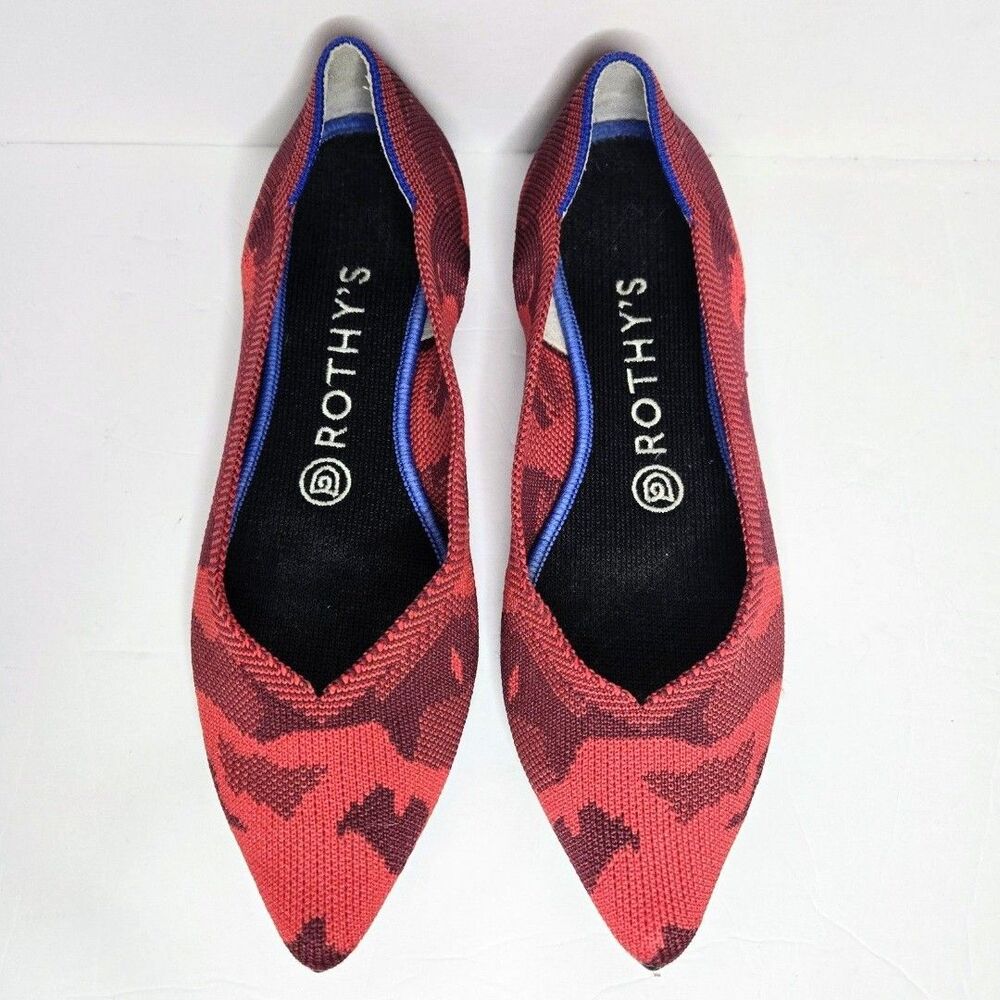 ROTHY'S Shoes Red Camouflage (RETIRED) Point Toe Flat Slip-On Women 7.5